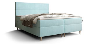 Manželská posteľ Boxspring 140 cm Flu Comfort (svetlomodrá) (s matracom a úložným priestorom)