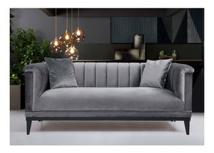 Canapea 2-locuri Trendy (gri închis + negru)
