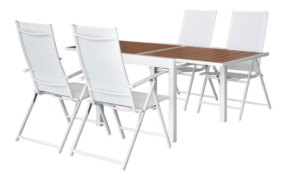 Set mobilier de grădină Numeral (alb + stejar) (pentru 4 persoane)