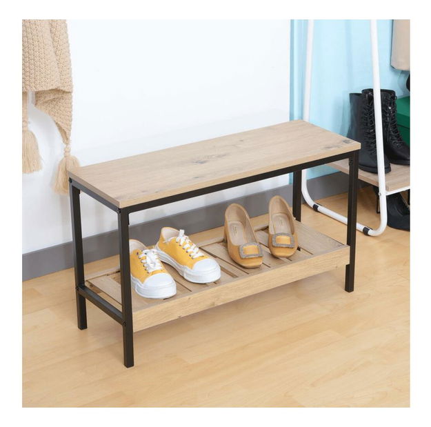 Ormarić za obuću Relieve (hrast + crna) 