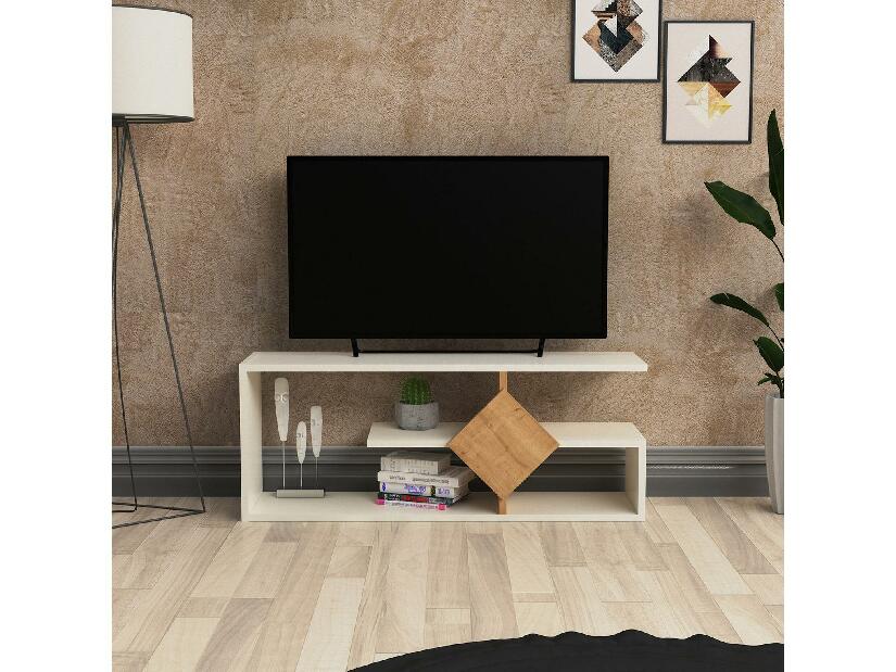 TV stolík Nanosa (biela + dub) 