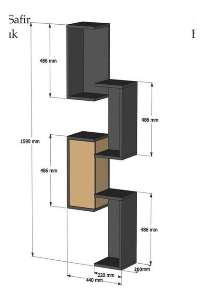 Polc Notipe 2 (antracit + tölgy) 