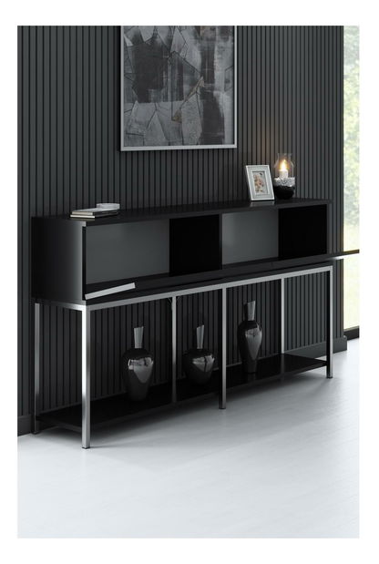 Konzolni stolić Vibubi 1 (crna + srebrna)