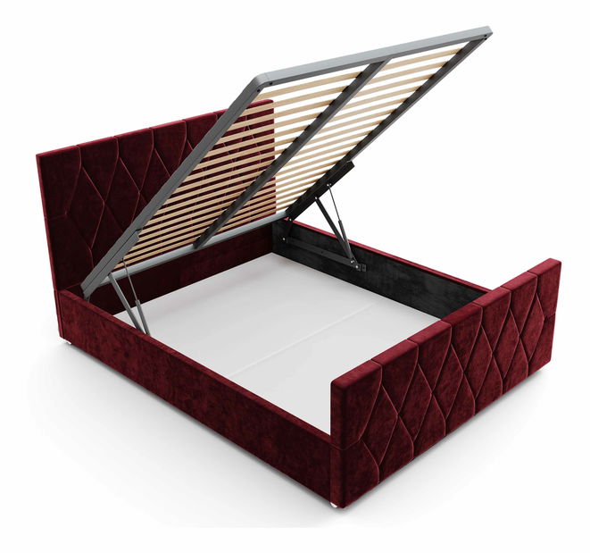 Pat matrimonial 160 cm Alex (Negru) (cu somieră și sp. depozitare)