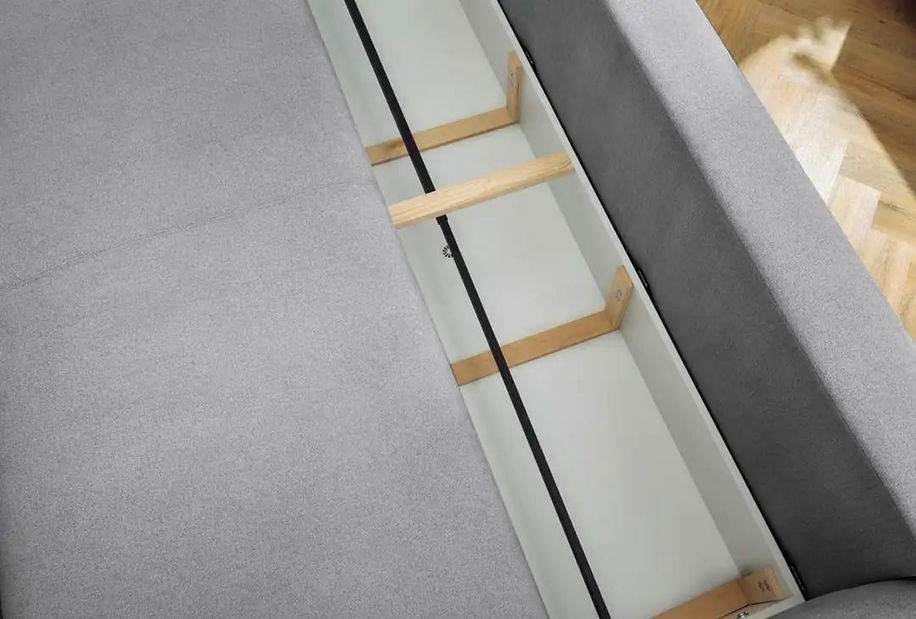 Rozkladacia pohovka Puffyna (sivá) (s úl. priestorom)