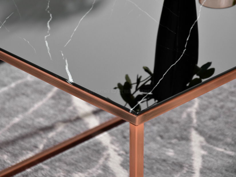 Dohányzóasztal Bella Xl (fekete márvány + réz)