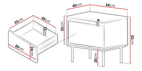 Noćni stolić Gelean 1SZ (crna + zlatna) 