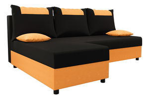 Rohová sedacia súprava Stellar L (čierna + oranžová) (L)