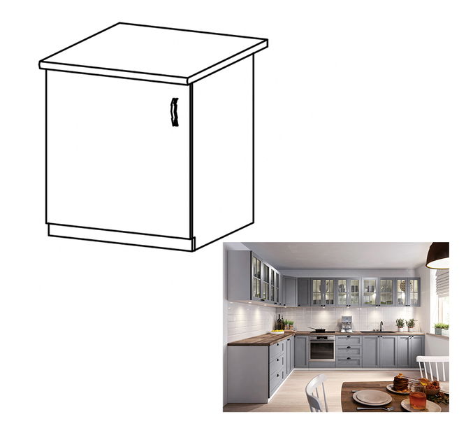 Dolná kuchynská skrinka D601F Lanaya (biela + sivá matná) (L)
