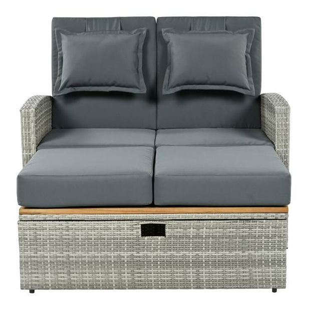 Vrtna sofa Mory (siva + prirodna)