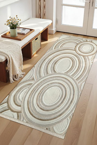 Koberec 80 x 300 cm Amora (béžová + biela)