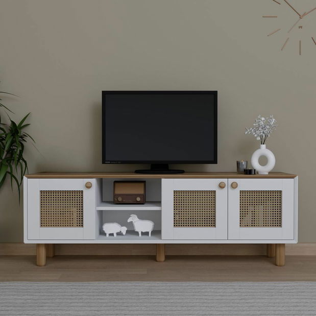 TV skrinka Bohema (dub záhradný + biela)