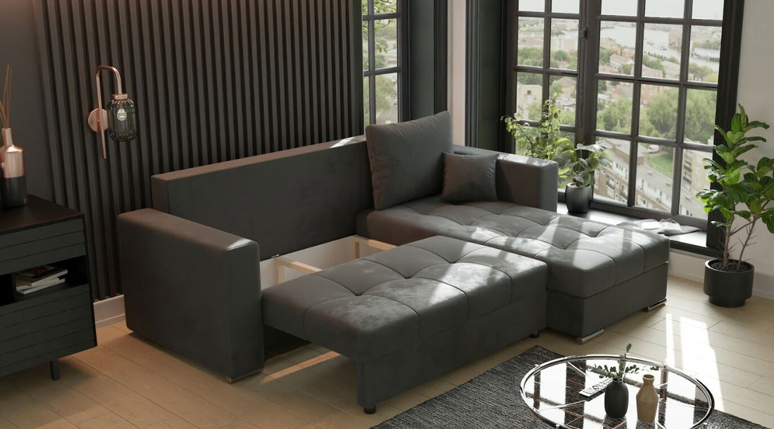 Rohová sedačka Josie (P) (tmavosivá)