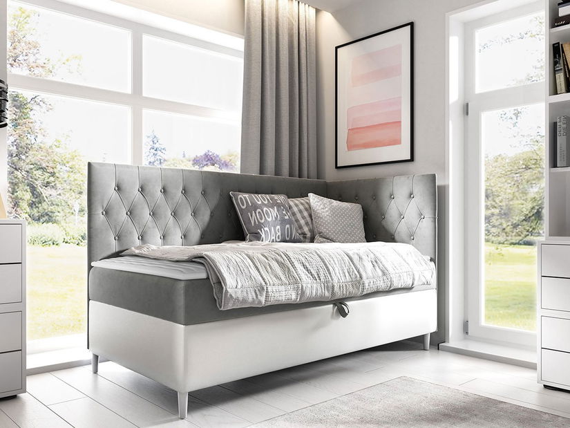 Jednolôžková posteľ 90cm Rivaldo 3 (biela + sivá)