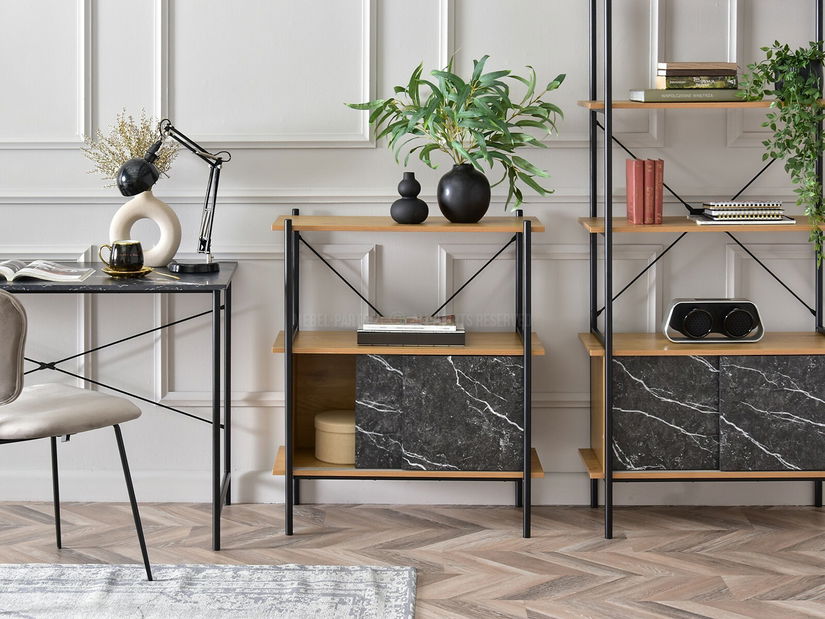 Regál Almasa A2 (fekete márvány + fekete)