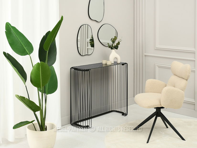 Măsuță consolă Nils Kons (marmură neagră + negru)