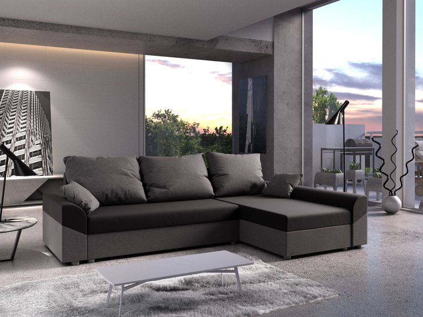 Sarok ülőgarnitúra Dusk L (fekete + szürke) (J)