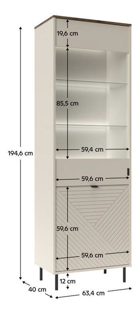Vitrína Explicaba 2 (kašmír + dub castello) 