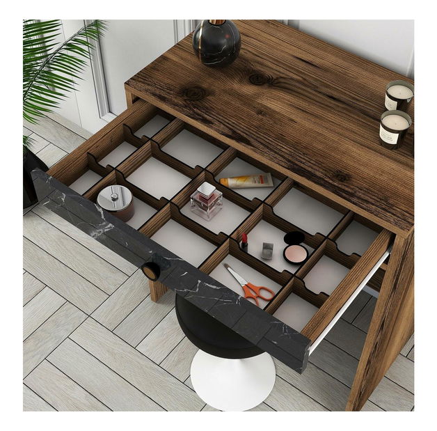 Toaletný stolík Logan 1 (orech + čierny mramor)