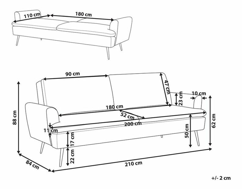 Canapea trei locuri Vischer (bej) 