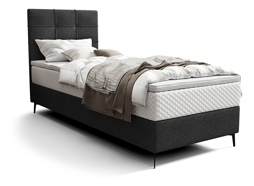 Egyszemélyes ágy 90 cm Infernus Bonell (fekete) (ágyráccsal és tárolóhely nélkül)