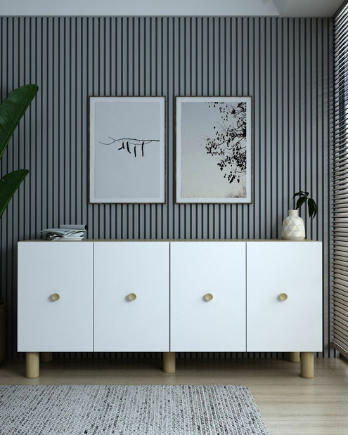 Komoda Moncici K (safirni hrast + bijela)