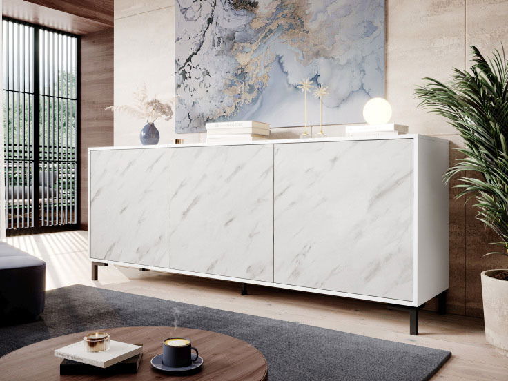 Komoda Mardell (bijela + bijeli mramor)