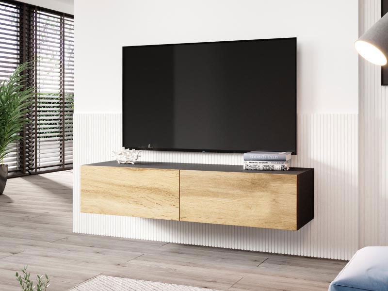 TV stolić Vuena (crna + hrast wotan)