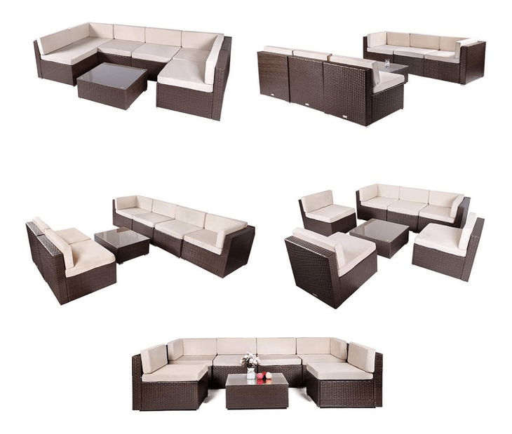 Set de grădină ratan Monde (negru + bej deschis) 