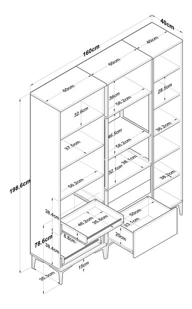 Dulap cu rafturi Jenaretta 144 (alb)