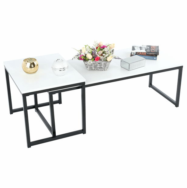 Set 2 ks konferenčných stolíkov Kastty typ 2 (biela + čierna)