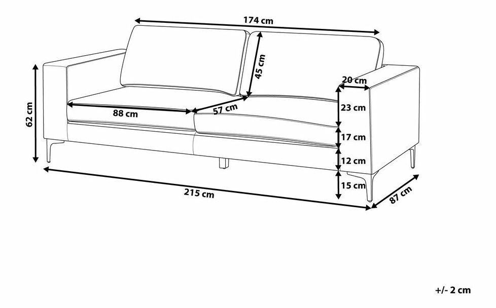 Háromszemélyes kanapé VEDISO (poliészter) (sötétszürke)