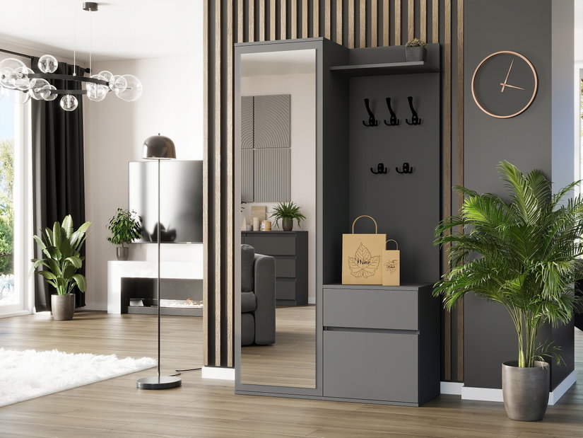 Set mobilier hol Viliana (antracit) (cu oglindă)