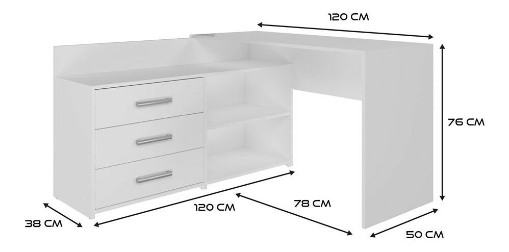 Masă PC de colț Debio 1 (alb)