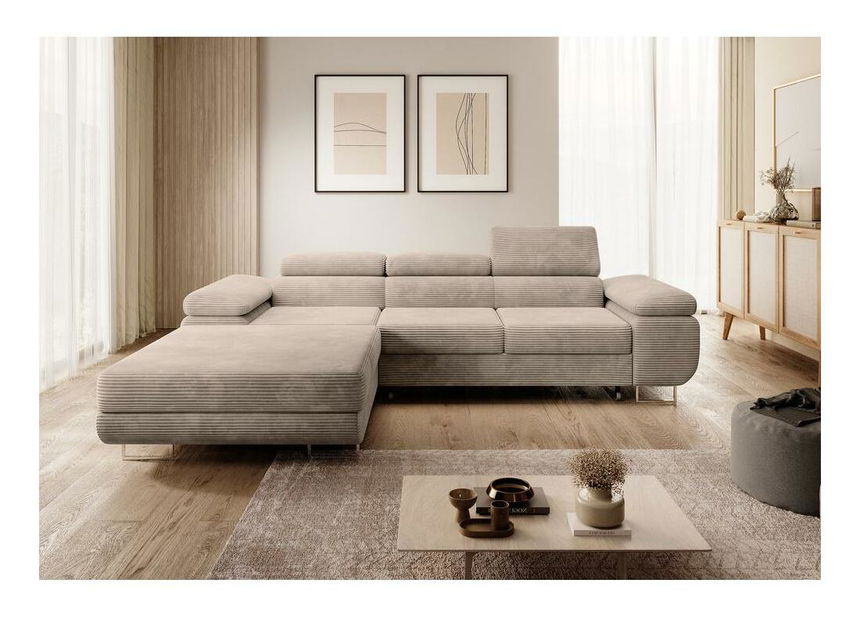 Kutna garnitura Grande (L) (tamnobež + krom)