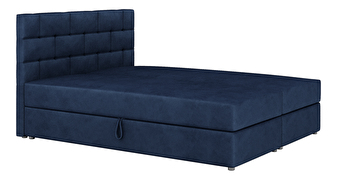 Manželská posteľ Boxspring 140x200 cm Waller Comfort (tmavomodrá) (s roštom a matracom)