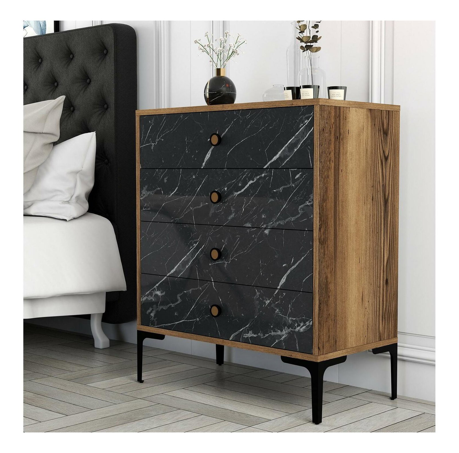 Komód Logan 541 (dió + fekete)