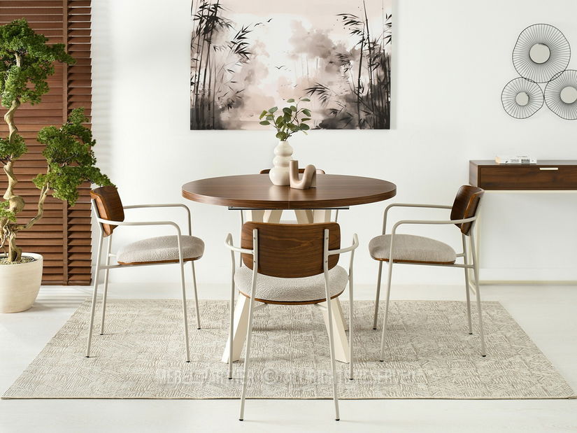 Stolička Február (orech + sivá)