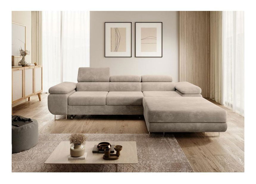 Kutna garnitura Grande (D) (tamnobež + krom)