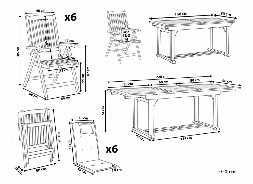 Set mobilier de grădină Amati (lemn închis + gri)