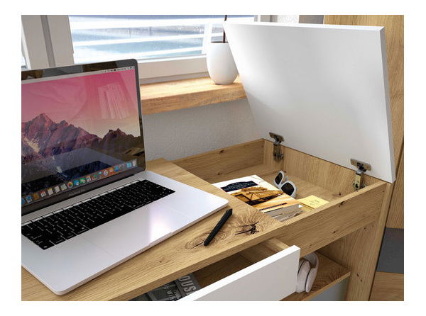 Toaletni stolić Seraphina 12 (hrast artisan + bijela + siva)