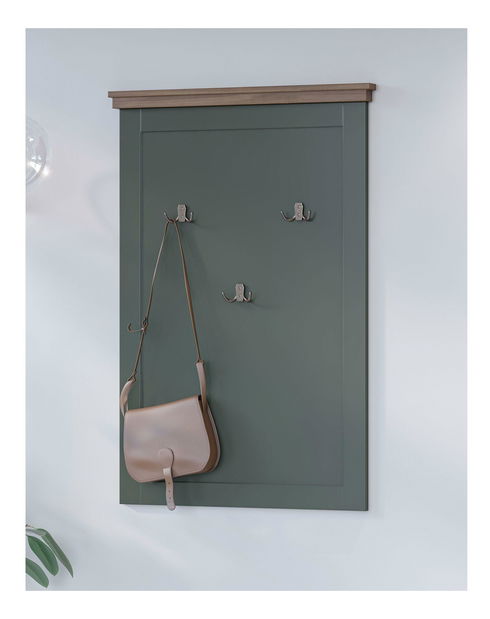 Vešiakový panel Navori (zelená + dub lefkas)