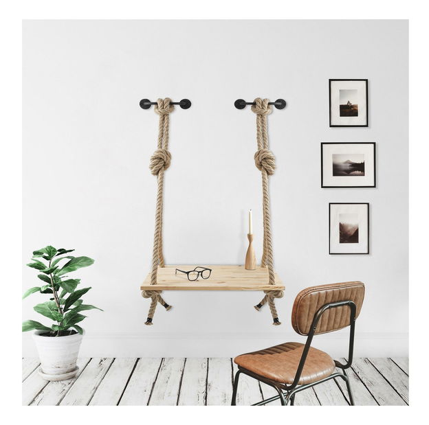 Polica Nusoma 2 (čierna + drevo) 