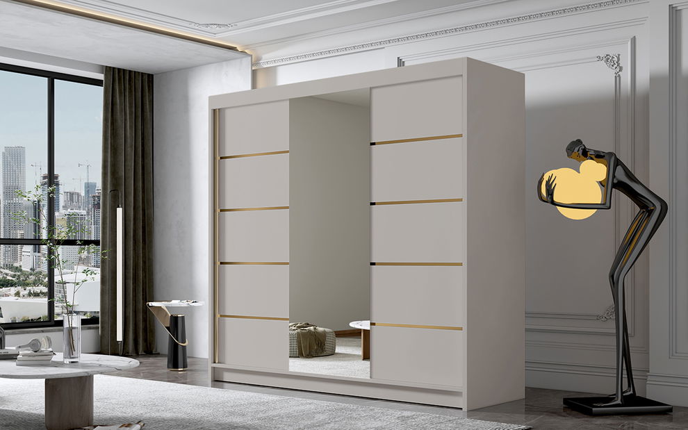 Dulap de haine cu uși culisante Amby VII (cashmir)