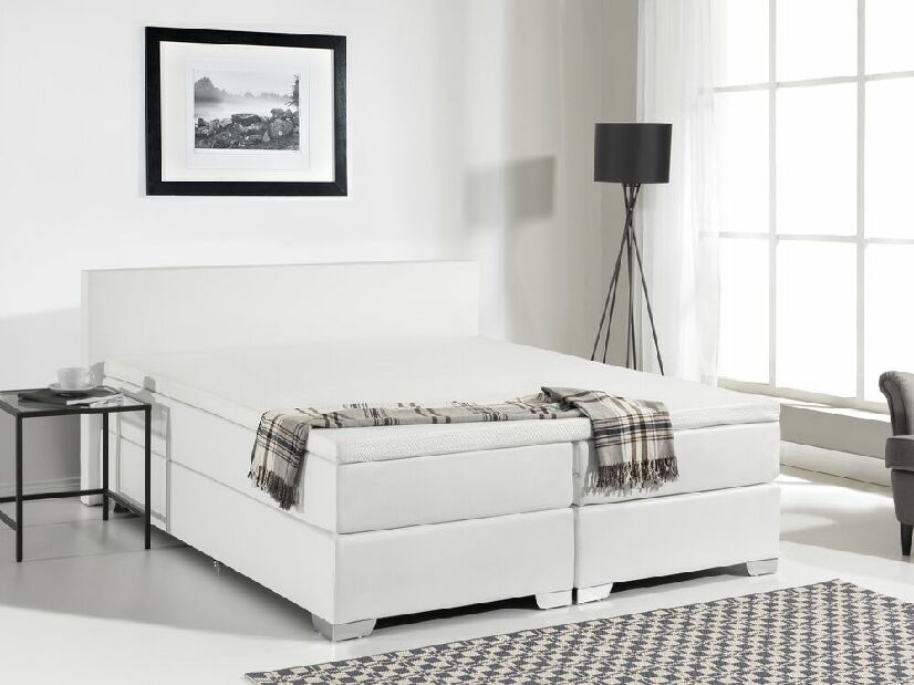 Manželská posteľ Boxspring 180 cm PREMIER (s matracmi) (biela)