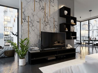 Nappali fal Berny 34 (fekete + fényes fekete)