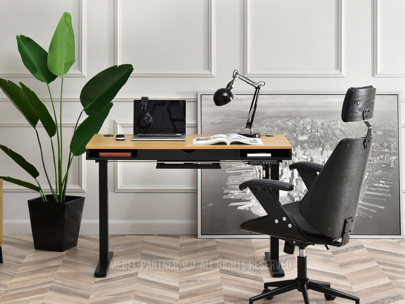 Masă PC Osto 120 (stejar negru + negru)