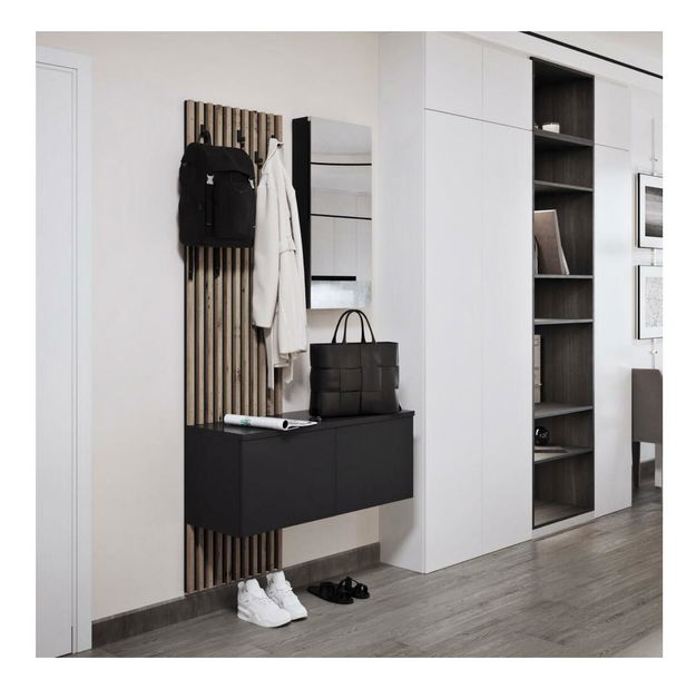 Predsieňová zostava Reboka (čierna + dub artisan)