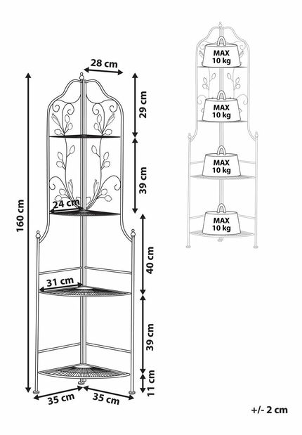 Záhradný regál SIRONO (čierna)