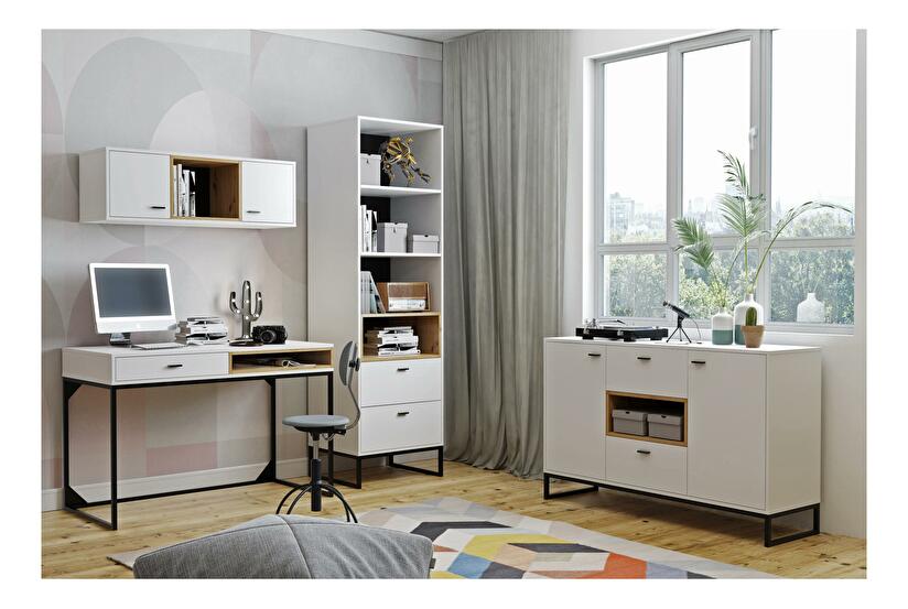 Birou Oliver 2 (alb + stejar artisan)